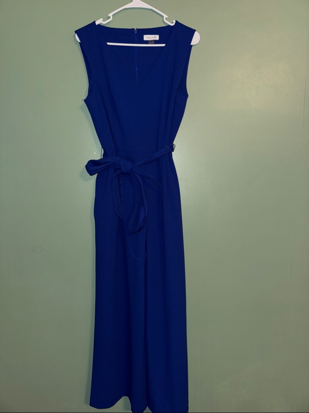 Calvin Klein Royal Blue Sleeveless Belted Jumpsuit 12 Workwear Business Casual